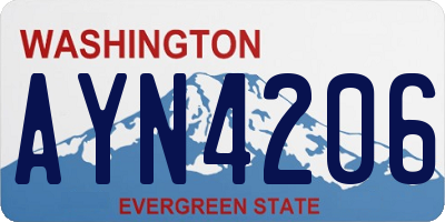 WA license plate AYN4206