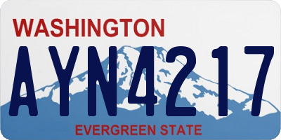 WA license plate AYN4217