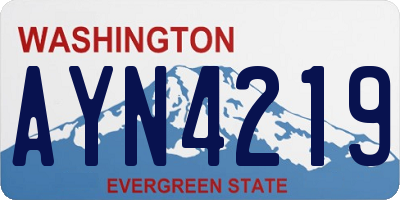 WA license plate AYN4219