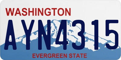 WA license plate AYN4315