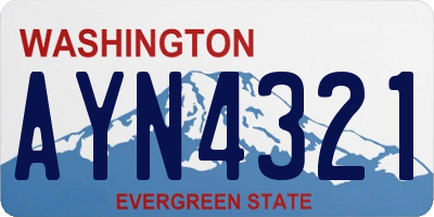 WA license plate AYN4321