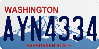 WA license plate AYN4334