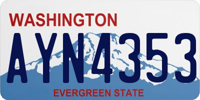 WA license plate AYN4353