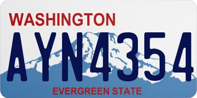 WA license plate AYN4354