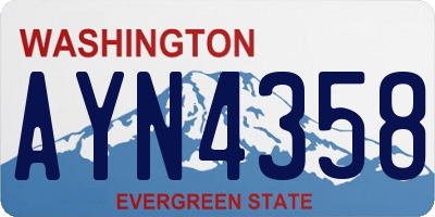 WA license plate AYN4358