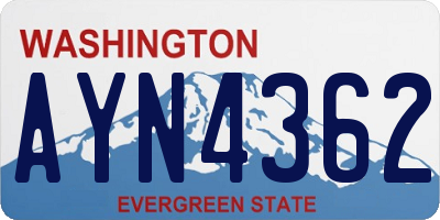 WA license plate AYN4362