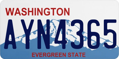 WA license plate AYN4365