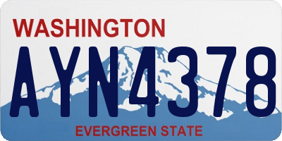WA license plate AYN4378