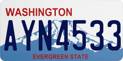 WA license plate AYN4533