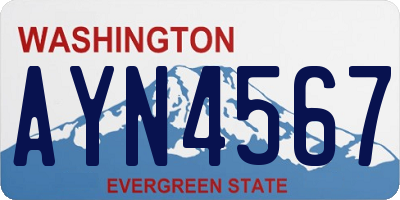 WA license plate AYN4567