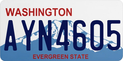 WA license plate AYN4605