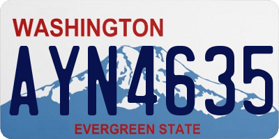 WA license plate AYN4635