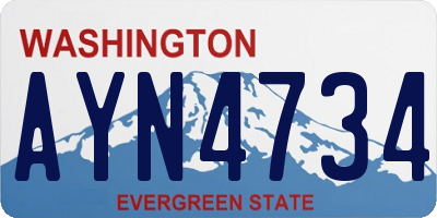 WA license plate AYN4734