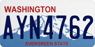 WA license plate AYN4762