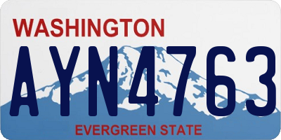 WA license plate AYN4763
