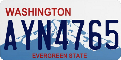 WA license plate AYN4765