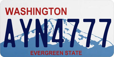 WA license plate AYN4777