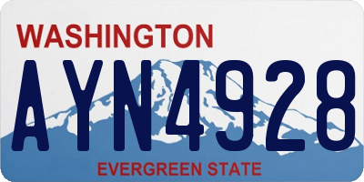 WA license plate AYN4928