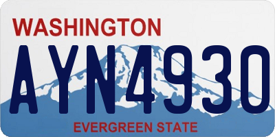 WA license plate AYN4930