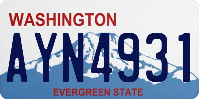 WA license plate AYN4931