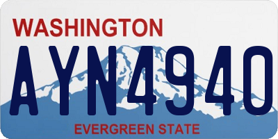 WA license plate AYN4940