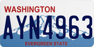 WA license plate AYN4963