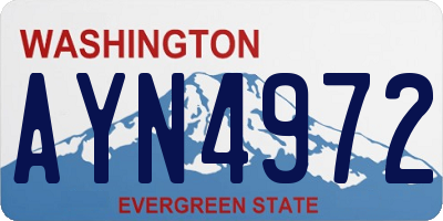 WA license plate AYN4972