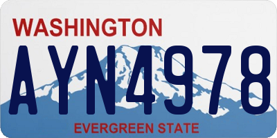 WA license plate AYN4978