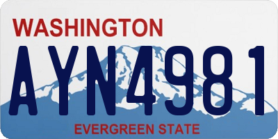 WA license plate AYN4981