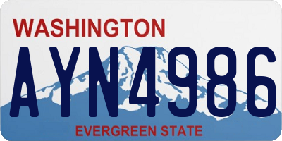 WA license plate AYN4986