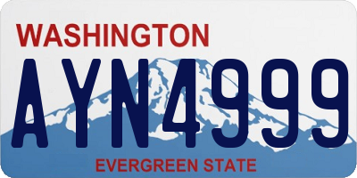 WA license plate AYN4999