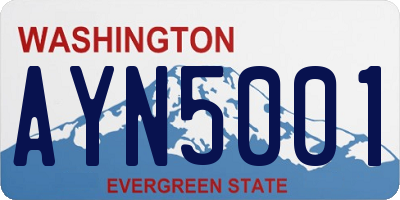 WA license plate AYN5001