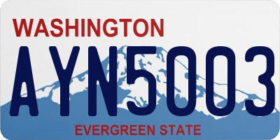 WA license plate AYN5003