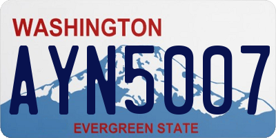 WA license plate AYN5007