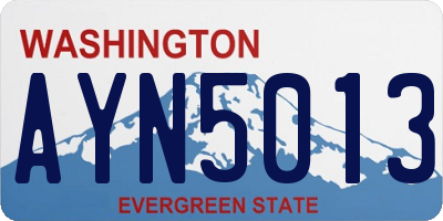 WA license plate AYN5013