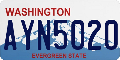 WA license plate AYN5020