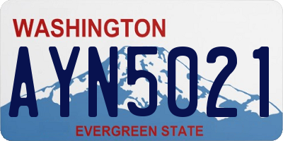 WA license plate AYN5021