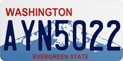 WA license plate AYN5022