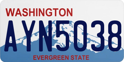 WA license plate AYN5038