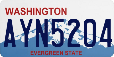 WA license plate AYN5204