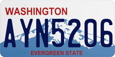 WA license plate AYN5206