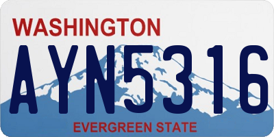 WA license plate AYN5316