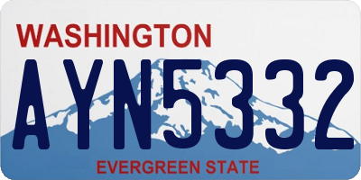 WA license plate AYN5332