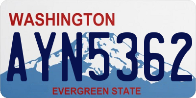 WA license plate AYN5362