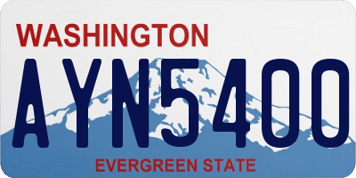 WA license plate AYN5400