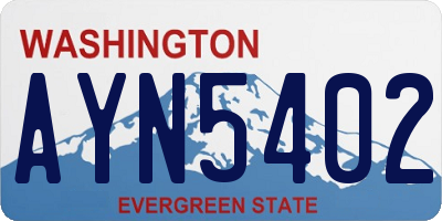 WA license plate AYN5402