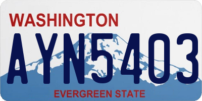 WA license plate AYN5403