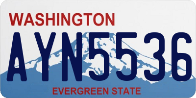 WA license plate AYN5536