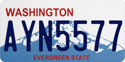 WA license plate AYN5577