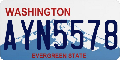WA license plate AYN5578